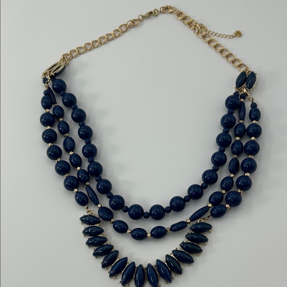 Fashion Jewelry Navy and Gold Beaded Necklace - Picture 2 of 16